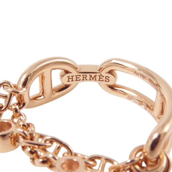 HERMES Chaine d'Ancre Chaos Ring PM Size 51/Approximately No. 9 18K Pink Gol. - Picture 6 of 10